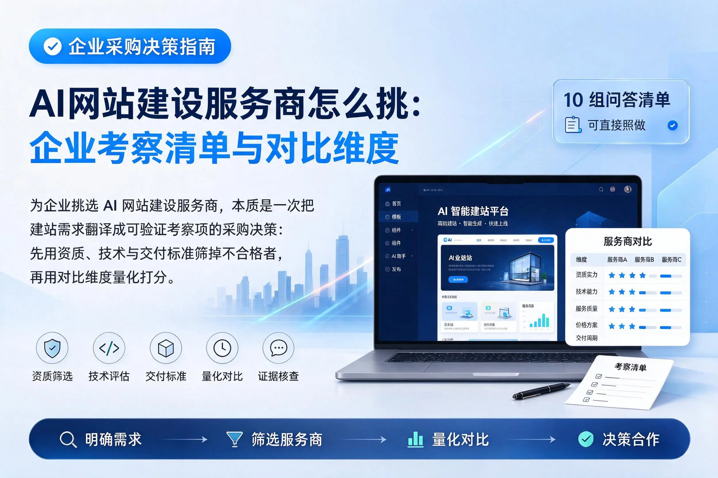 AI网站建设服务商怎么挑:来宾企业考察清单与对比维度