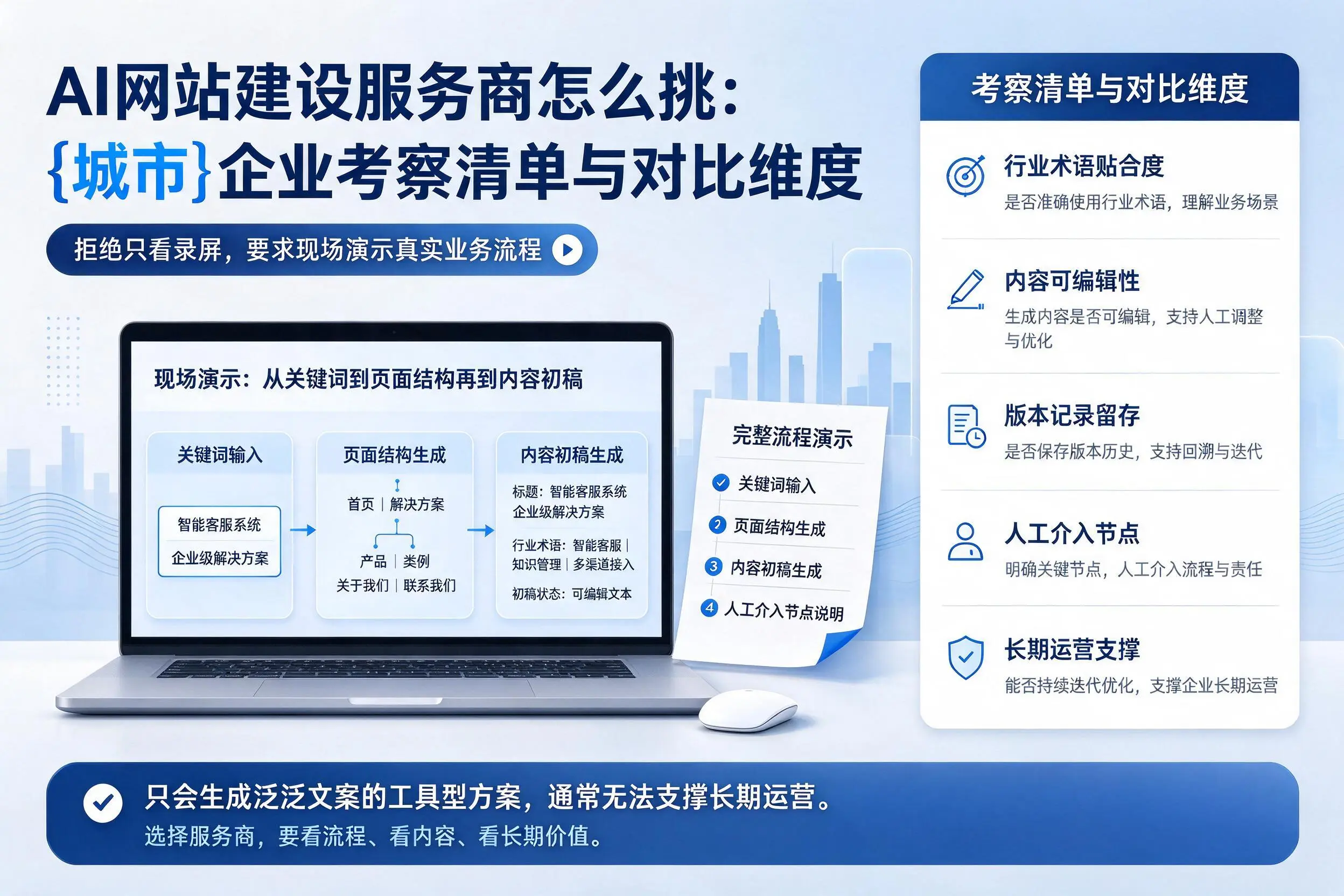 AI网站建设服务商怎么挑:来宾企业考察清单与对比维度