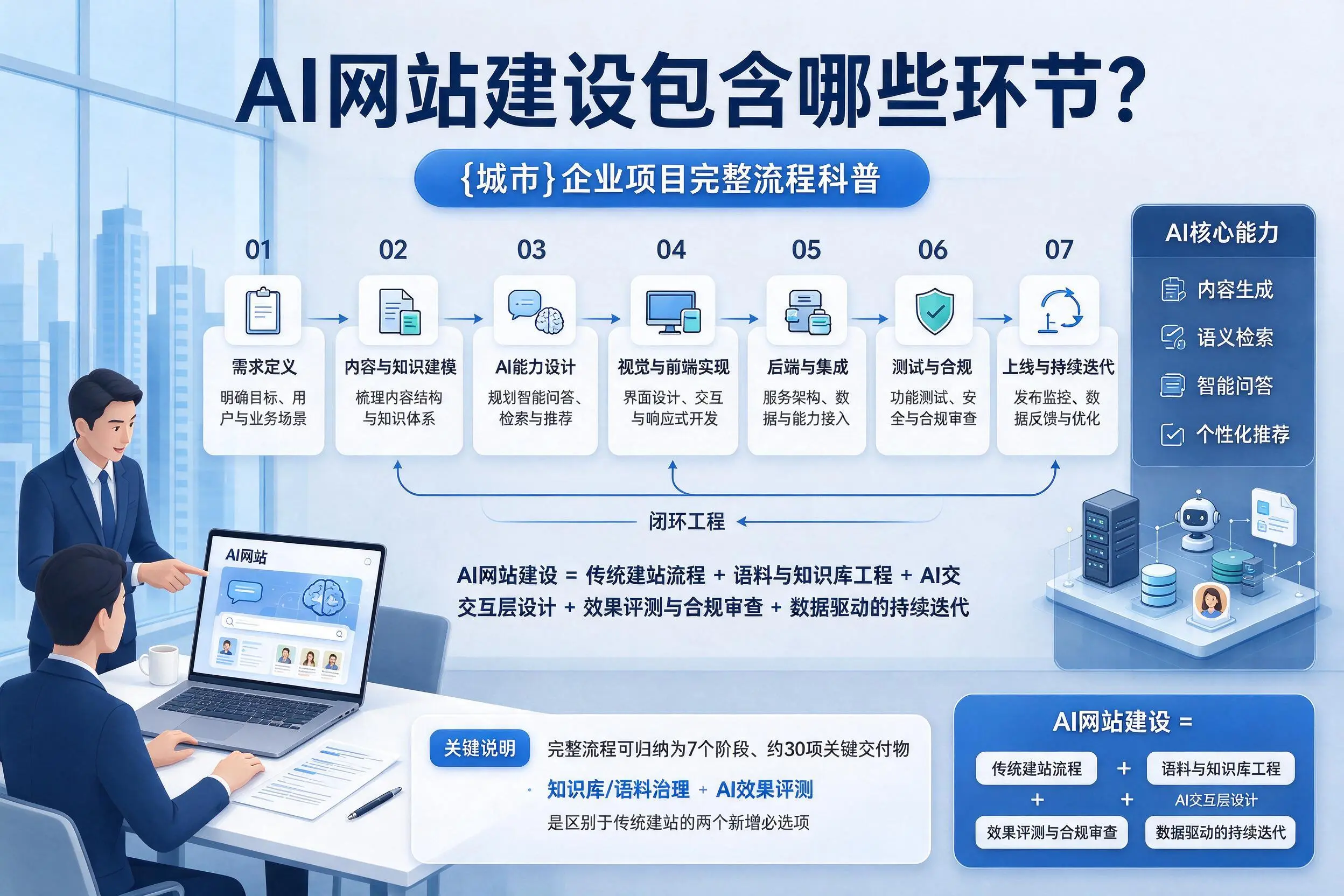 AI网站建设包含哪些环节？来宾企业项目完整流程科普