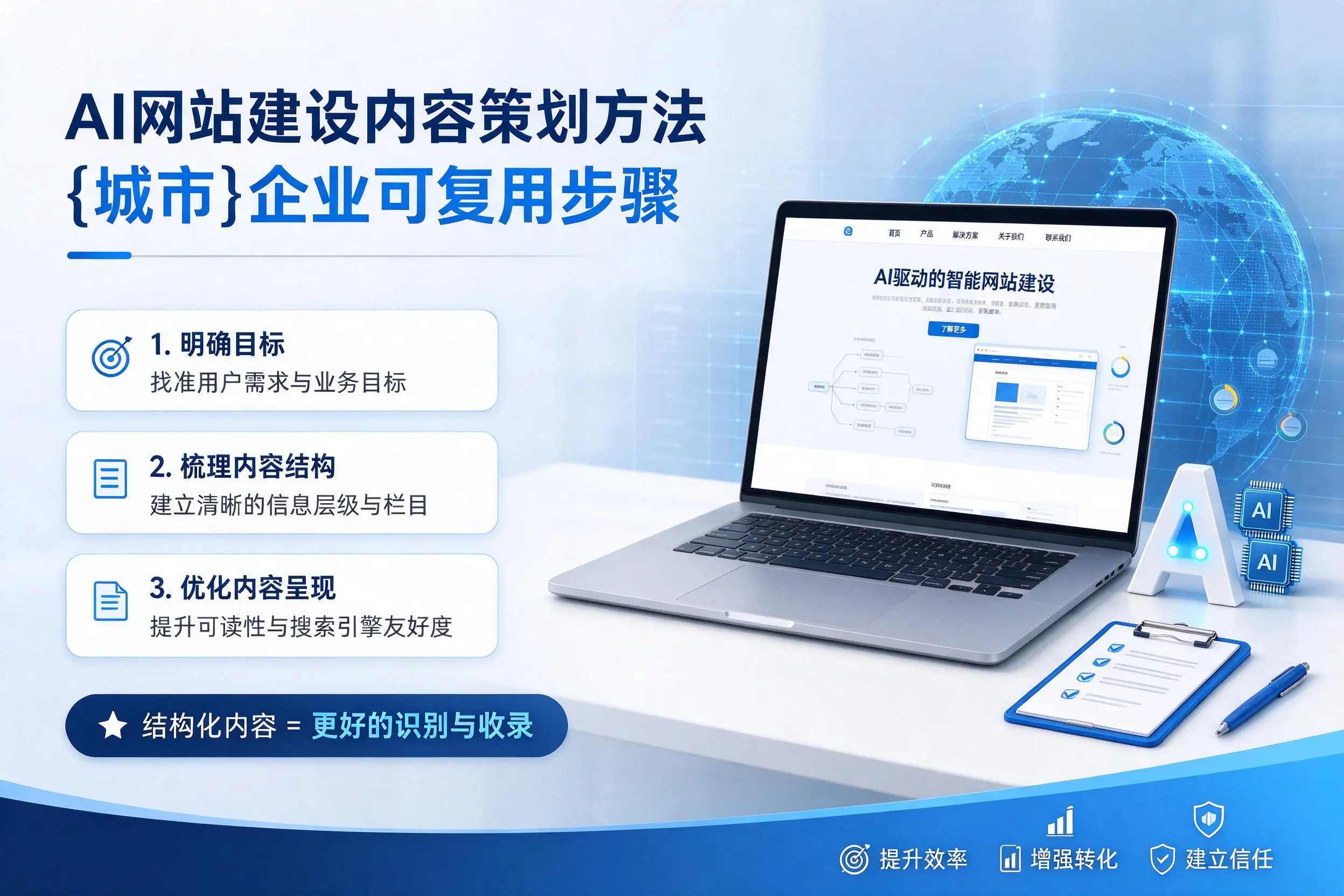 AI网站建设内容策划方法，来宾企业可复用步骤